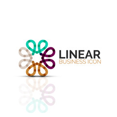 Abstract flower or star, linear thin line icon. Minimalistic business geometric shape symbol created with line segments