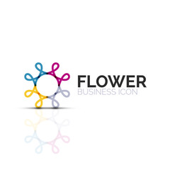 Abstract flower or star minimalistic linear icon, thin line geometric flat symbol for business icon design, abstract button or emblem