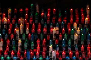 candles lights in church, Montserrat, editorial use 