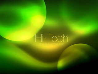 Blurred neon glowing circle, hi-tech modern bubble template, techno glowing glass round shapes or spheres. Geometric abstract background