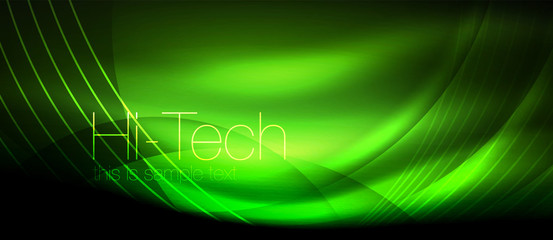 Glossy light effect neon glowing waves, shiny lights