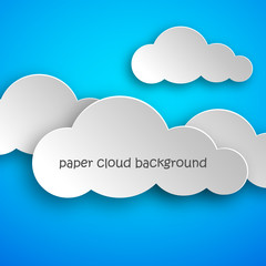 Paper art of clouds on blue background. Vector illustration.