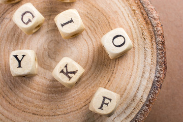 Letter cubes of made of wood