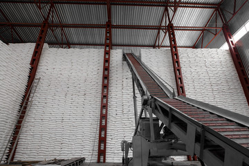 Sacks of sugar in the production
Sugar Beet Processing Plant
the process of sugar packaging in the production
the technological process of sugar beet processing
