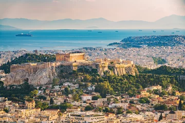 Abwaschbare Fototapete Athen Panoramische Luftaufnahme von Athen, Griechenland am Sommertag