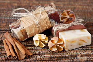 Piece of natural soap with vanilla