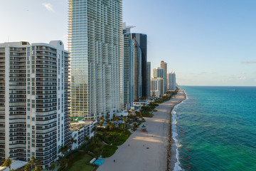 Fototapeta premium Drone above Sunny Isles Florida USA