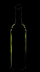 Bottle highlight outline, abstract, on black background