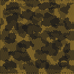 Urban camouflage seamless pattern. Abstract military hexagon style. Camouflage seamless pattern for army, navy, hunting, fashion cloth textile. Colorful modern soldier style. Vector honeycomb texture.