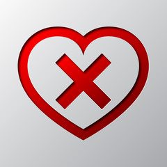 Obraz premium Heart with cross is cut from the paper. Vector illustration.