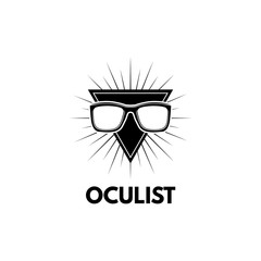 Glasses icon. Oculist logo label. Triangle. Eyeglasses. Vector.