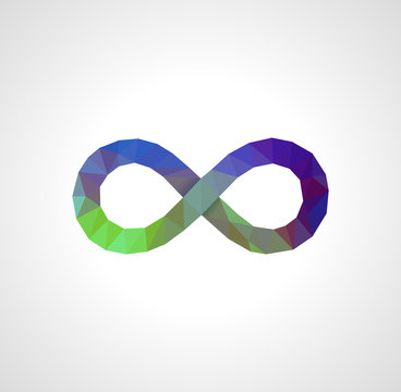polygonal infinity sign full-colored on a light background