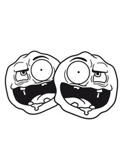 2 freunde team paar duo hässlich gesicht kopf verrückt crazy wahnsinnig blöd lustig grimasse albern cool comic cartoon clipart