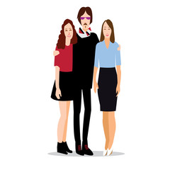 Flat vector image of friends, colleagues. - 200809907
