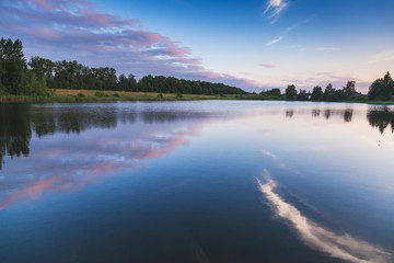 Still lake dramatic landscape in summer