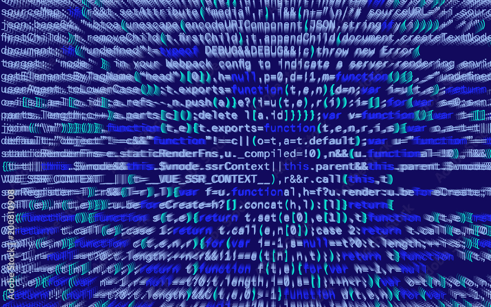 Wall mural 3d illustration. abstract blue background, technology. binary computer code.