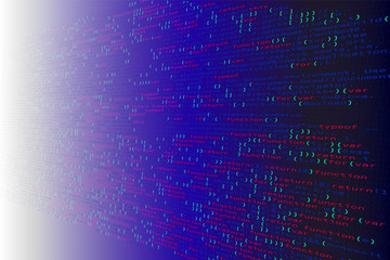 3D illustration. Abstract blue gradient background, Technology. Binary Computer Code.