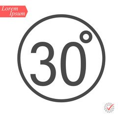 30 degrees icon,vector illustration. Flat design style. vector 30 degrees illustration isolated on White background