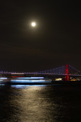 Super Blue Blood Moon over Bosphorus Strait, Istanbul, Turkey