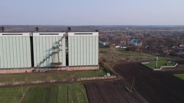 Aerial view on industrial building in rural environment 