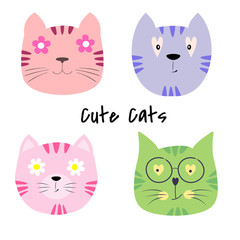 Set cute cats cartoon vector illustration.