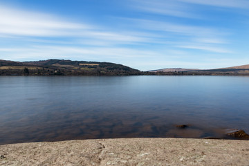 landscape with lake and blue sky