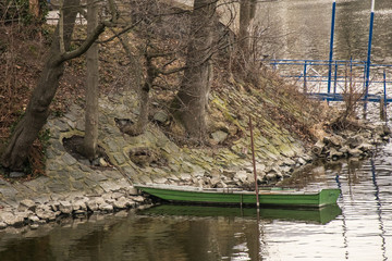 Fototapeta na wymiar Boat on Vltava