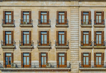 View of plaza porticada square in Santander, Spain