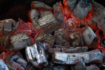 burning embers for cooking meat.