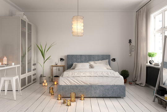 Bedroom interior design 3D rendering