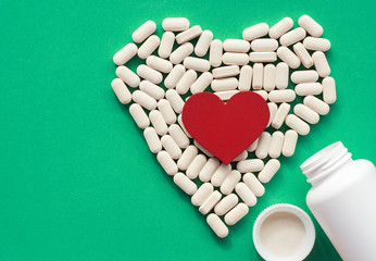 Pharmacy theme - Drug prescription for treatment medication Pharmaceutical medicament, large white pills. room for text 