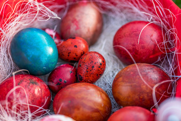 Easter eggs in the basket.