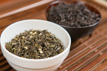 Chinese tea ceremony, Puer tea in assortment	