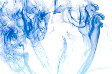 Blue smoke on white background