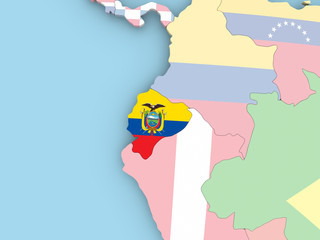 Map of Ecuador with flag on globe