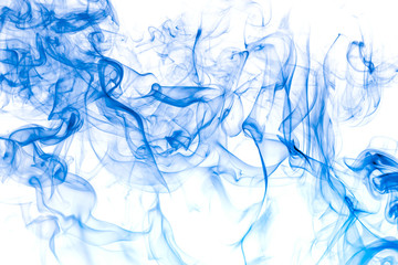 Fototapeta na wymiar Blue smoke on white background