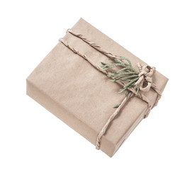 Vintage present box isolated on white