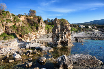 Fototapeta na wymiar Beautiful rocky coast at Kassiopi in Corfu, Greece