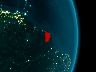French Guiana at night