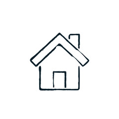 House icon drawn like coal, Vector flat design symbol. Home sign isolated on white