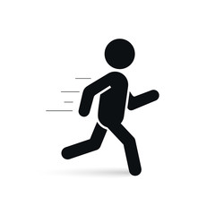 Fototapeta na wymiar Running man icon, Vector isolated silhouette of running person. Run sign
