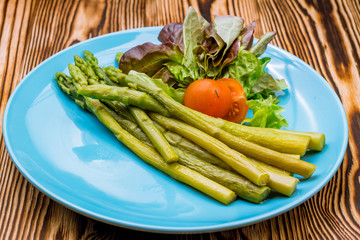 Asparagus grill on plate