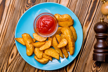 The potatoes wedges on the Board