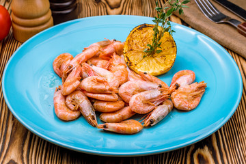boiled shrimp on plate