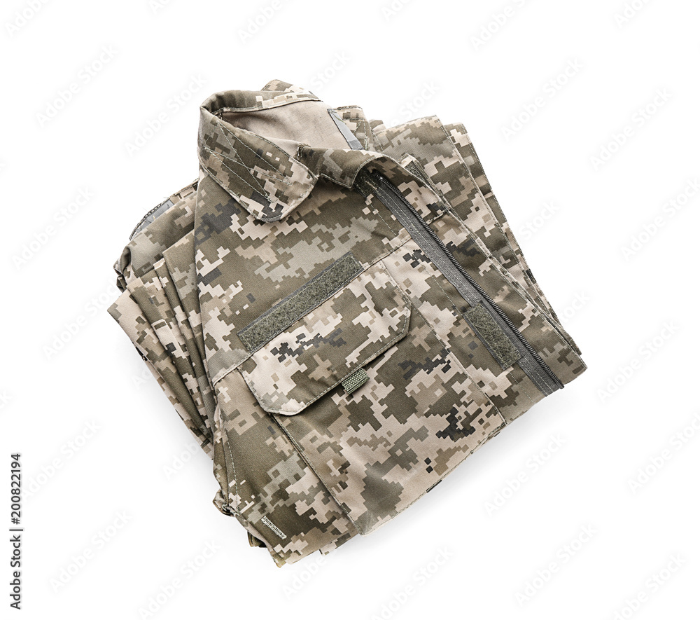 Sticker Military clothes on white background