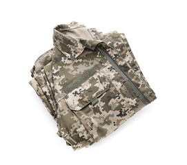 Military clothes on white background