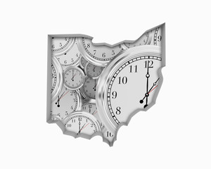 Ohio OH Clock Time Passing Forward Future 3d Illustration