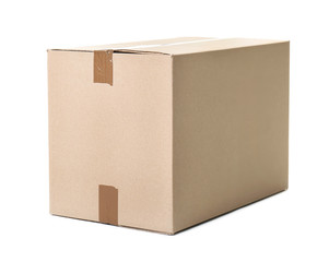 Cardboard box on white background