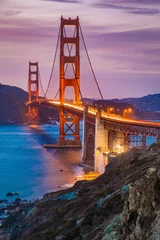 Fotobehang Golden Gate Bridge bij schemering, San Francisco, Californië, VS © JFL Photography
