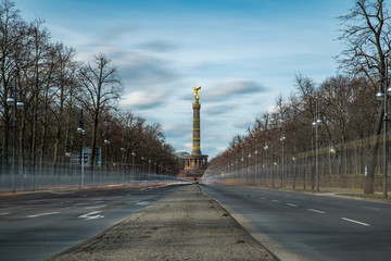 The Siegessaeule in Berlin at long exposure in spring